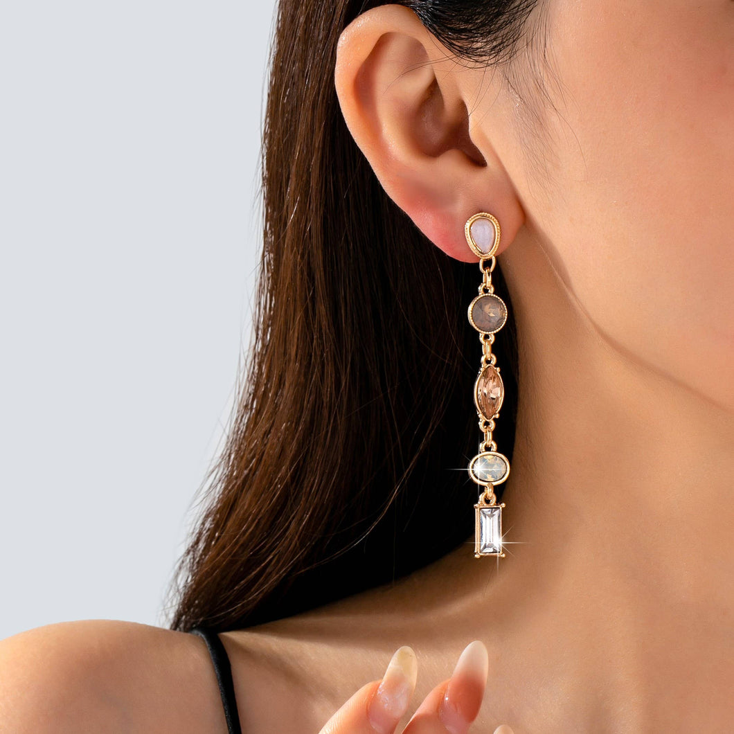 Shape Gemstone Linear Drop Earrings