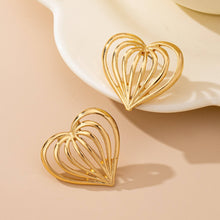 Gold Ribbed Heart Earrings*