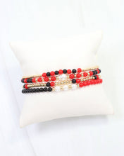 Josie Beaded Bracelet Set Red Black: Default