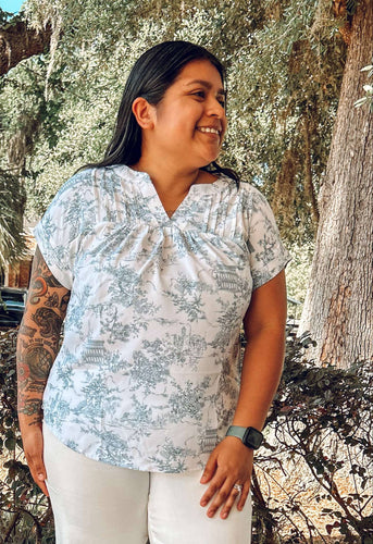 Toile Print Top | Blue