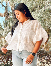 Eyelet Bubble Top | White