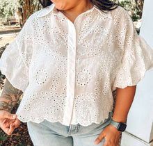 Eyelet Bubble Top | White