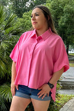 Relaxed Hidden Button Top | Pink