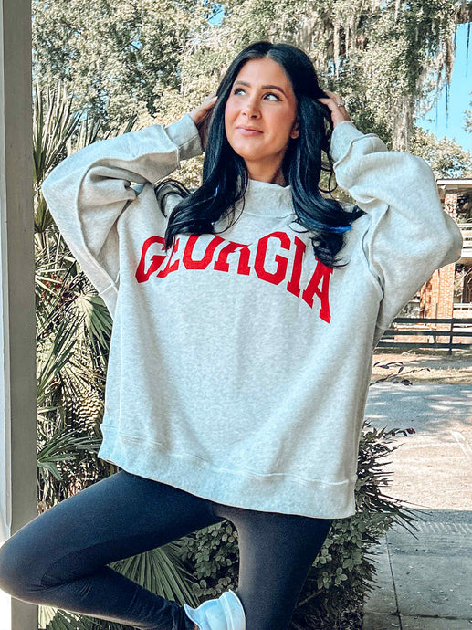 Georgia Mock Neck Reversible Sweatshirt | Grey