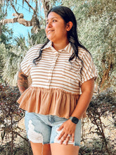 Daydream Striped Babydoll Top | Tan