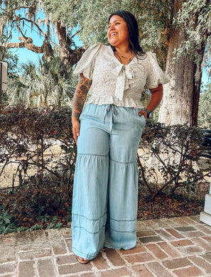 Go With It Tiered Pant | Blue