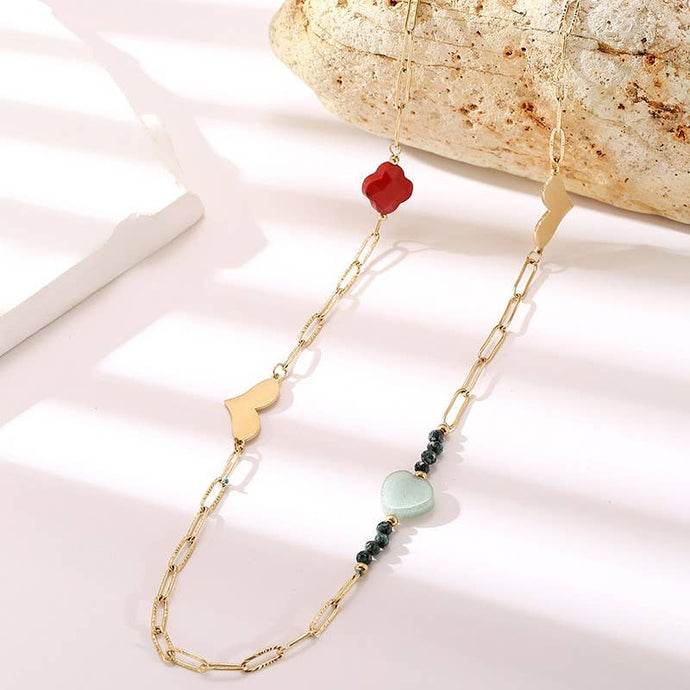 Heart Stone Charm Necklace