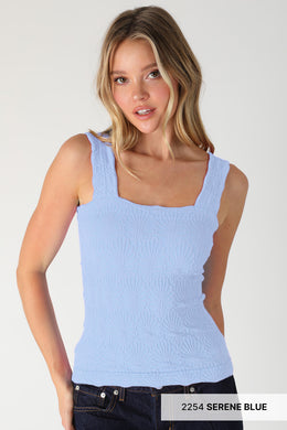 Lace Textured Square Top | Blue