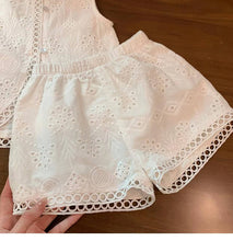 Eyelet Embroidery Lace Set | White