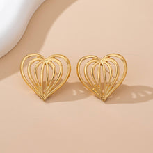 Gold Ribbed Heart Earrings*