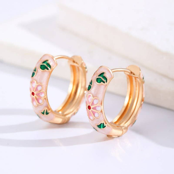Vintage Floral Hoop Earring