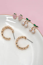 Cherry Stud Hoop Set | Gold