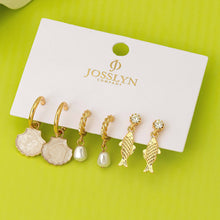 Fish Shell Pearl Marine Trio Earring Set | Gold