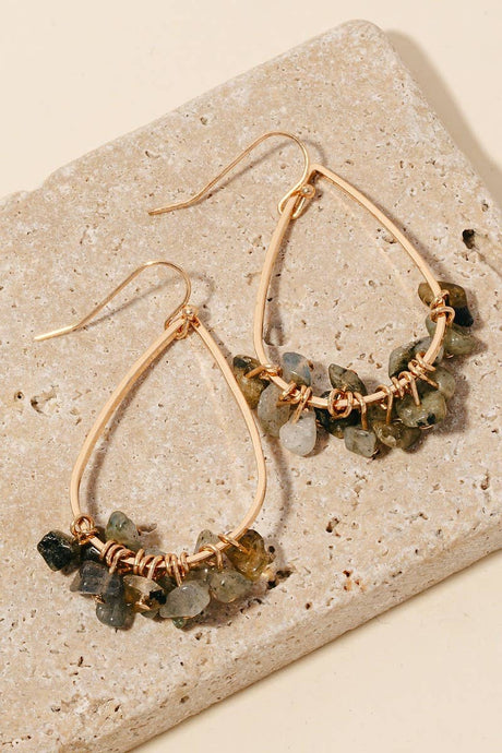 Stone Charms Dangle Earrings | Light Grey