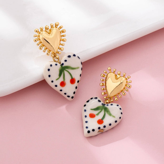 Cherry Heart Drop Earrings | Cherry