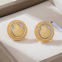 Shell Button Stud Earrings | Gold