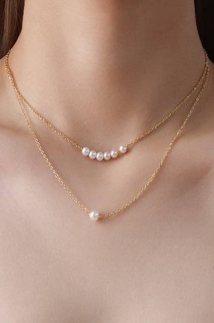 Pearl Layered Necklace | Gold