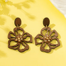 Wooden Floral Drop Earrings