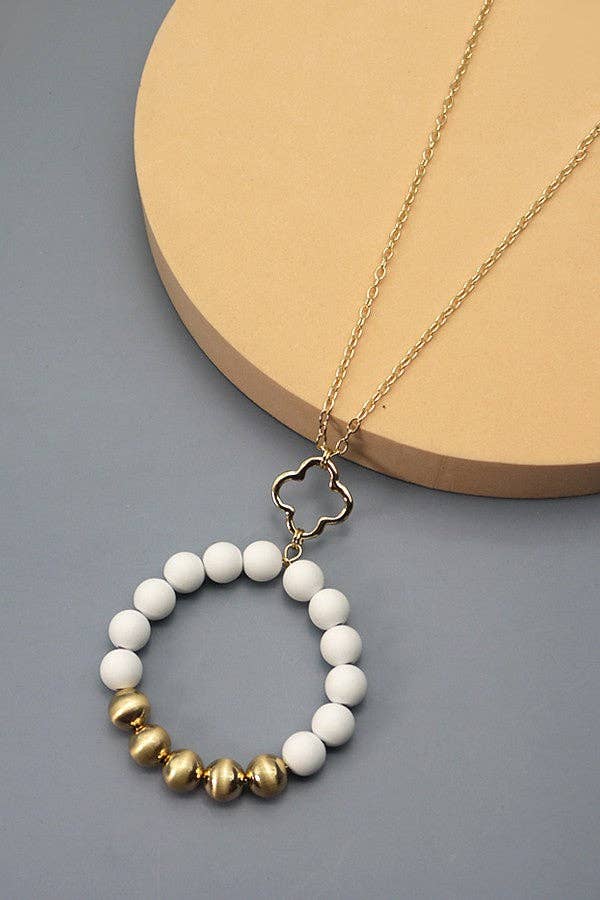 Clay Pendant Necklace | White