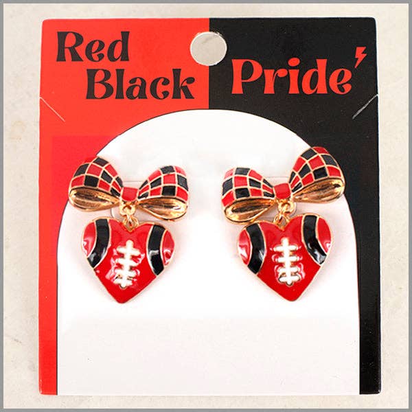 Heart Football + Bow Earring | Red