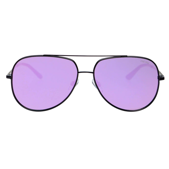 Max Mens Womens Aviators Sunglasses: Black / Lavender Mirror