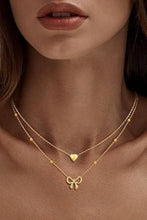 Bow Heart Layered Necklace