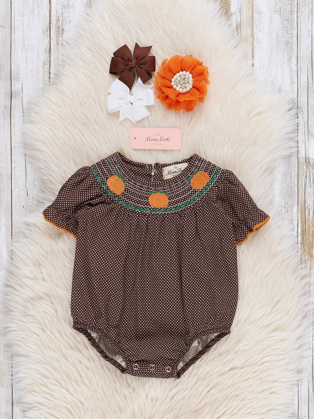 Smocked Pumpkin Bubble | Brown