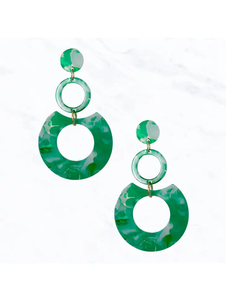 picture 1 Double Round Acetate  Earrings | Green