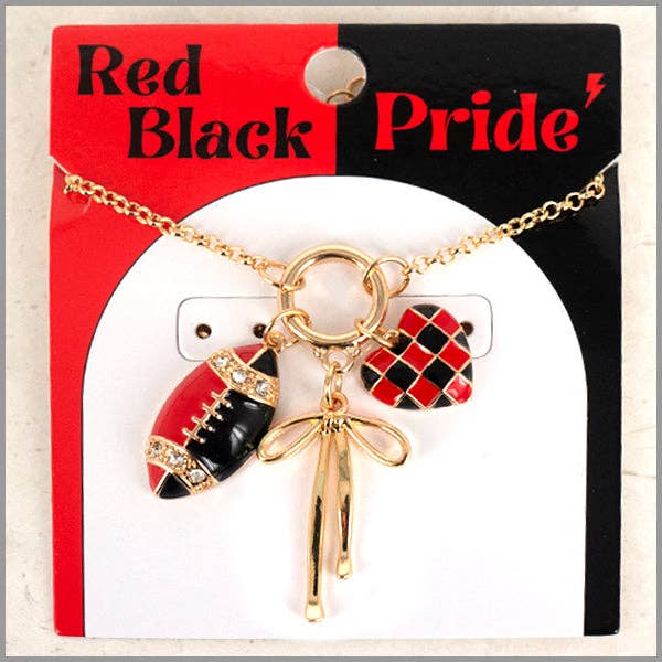 Gameday Charm Necklace | Red + Black