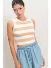 Striped Knit Crop Tank | Taupe