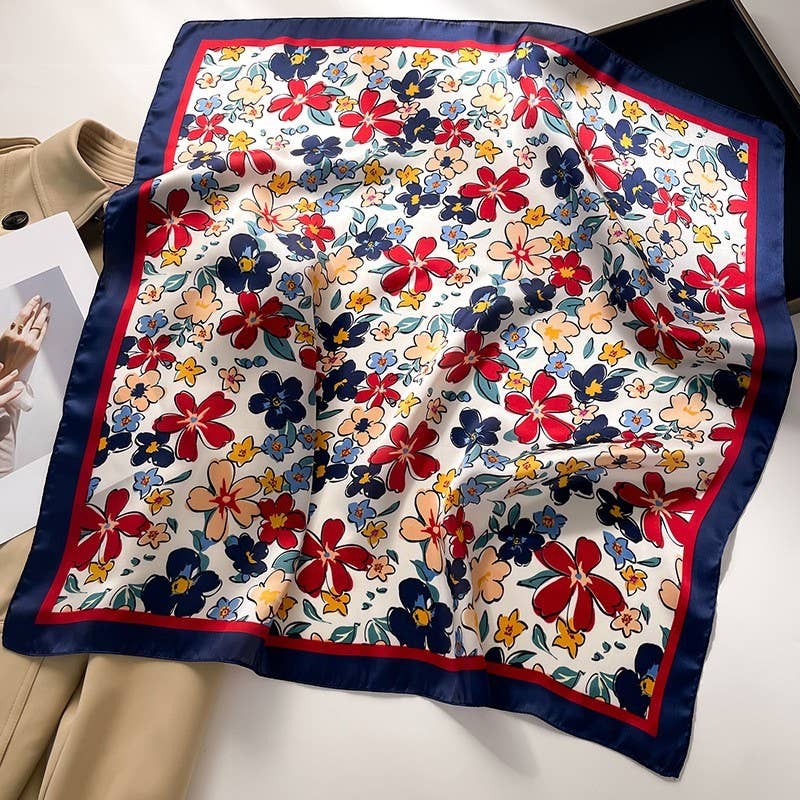 Floral Printed Navy Scarf
