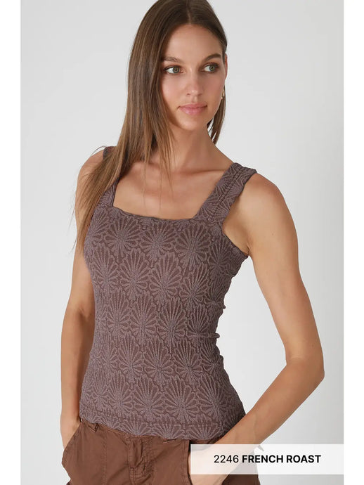 Lace Textured Square Top | French Roast