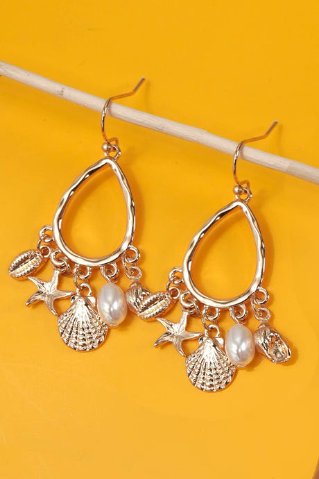 Teardrop Shell Starfish Earring | Gold
