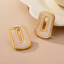 Enamel Rectangle Cutout Earring | Sage