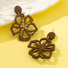 Wooden Floral Drop Earrings