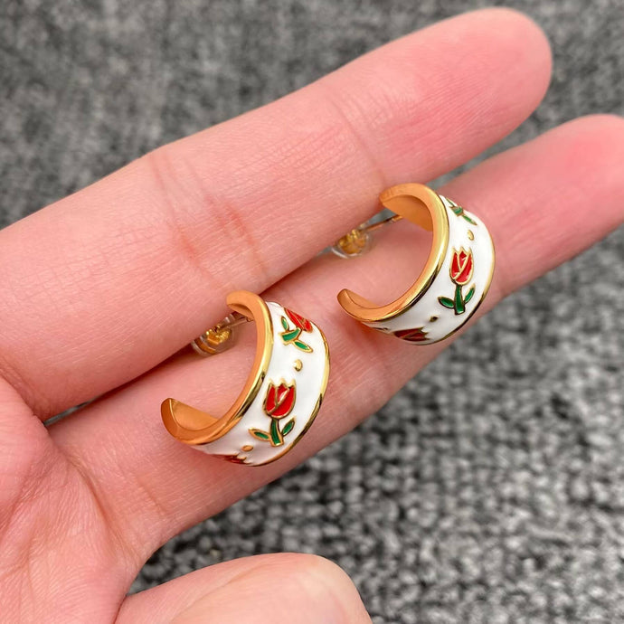 Floral Huggie Earring