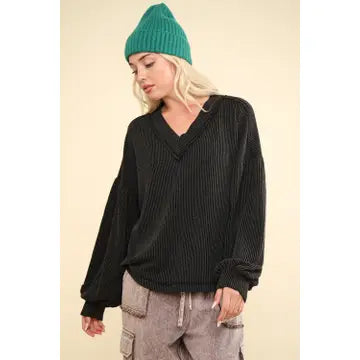 Oversize Ribbed Sweater | Charcoal