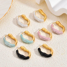 Geo Oval Shape Hoop Earring | Blue