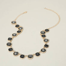 Round Square Stone Bezel Cluster Link Necklace | Pink