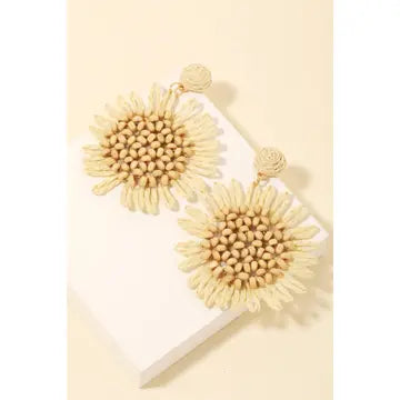 Beaded Flower Earring | Cream
