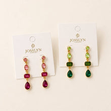 4 Tier Drop Layer Rhinestone Earrings | Emerald