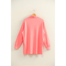 Half Zip Up Long Sleeve Mini Dress | Pink