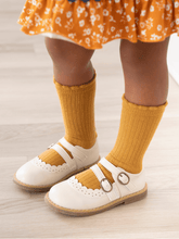 Scallop Hem Crew Socks | Mustard