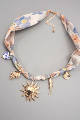 Scarf Charm Necklace Seashell Fish