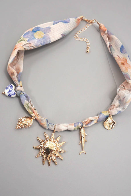 Scarf Charm Necklace Seashell Fish