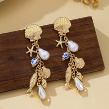Pearl Shell Fish Cluster Earrings | Gold