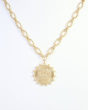 Carmen Coin Necklace Paw Print Worn Gold: Default