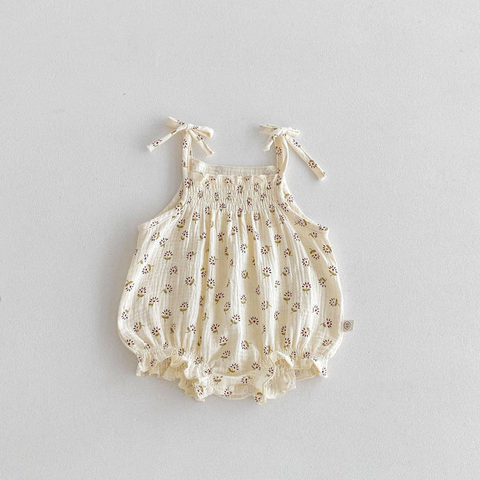 Bow Strap Floral Romper