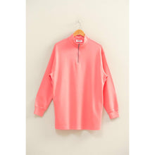 Half Zip Up Long Sleeve Mini Dress | Pink