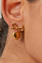 18K Coated Heart Bow Earrings | Gold